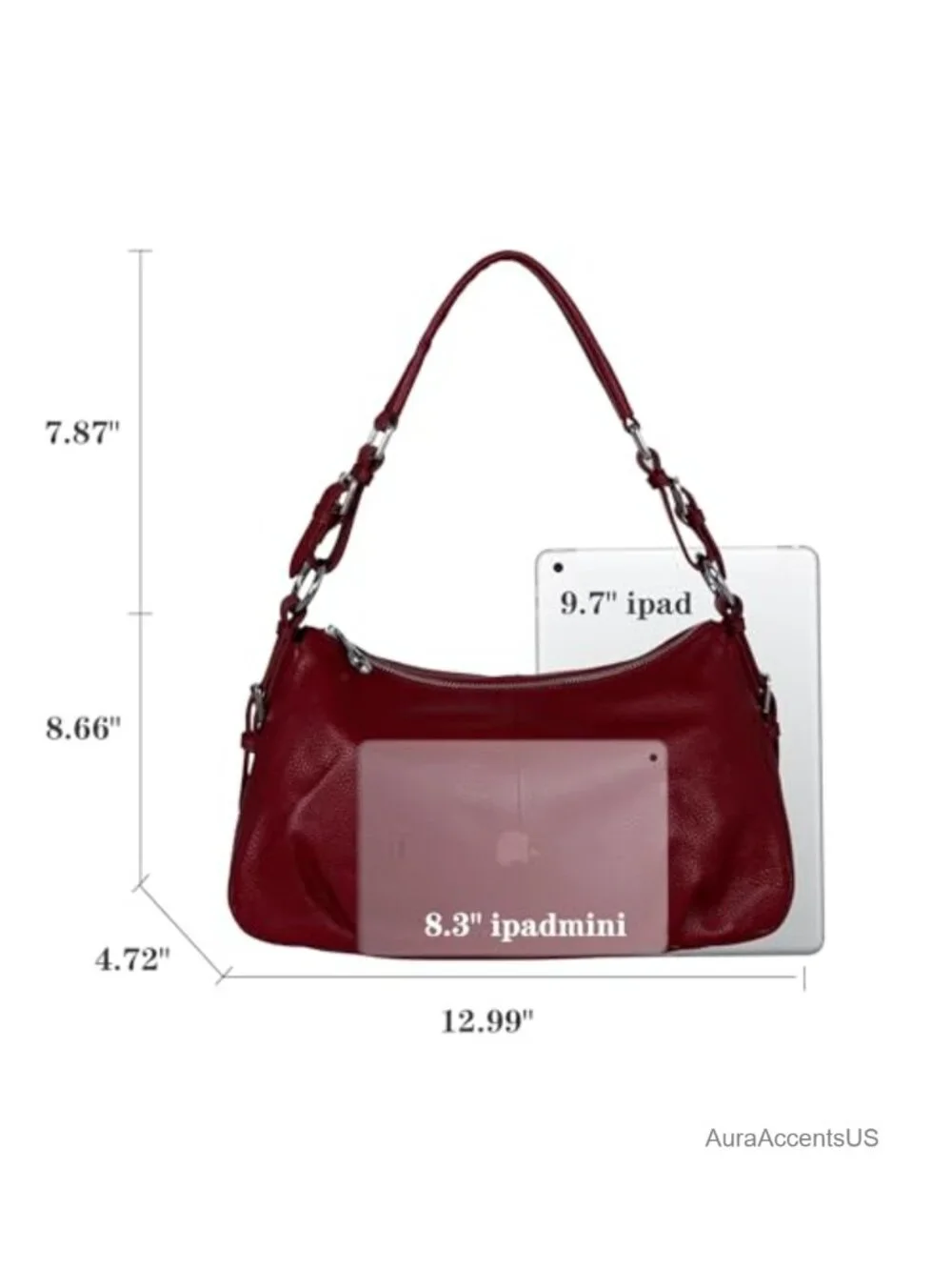HESHE Cowhide Leather Hobo Shoulder Bag Crossbody Tote Purse